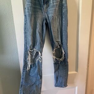 Distressed Blue Jeans